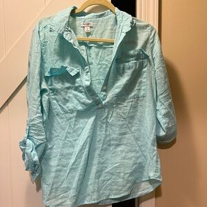 Old Navy Women's Light Aqua Button-Front Shirt